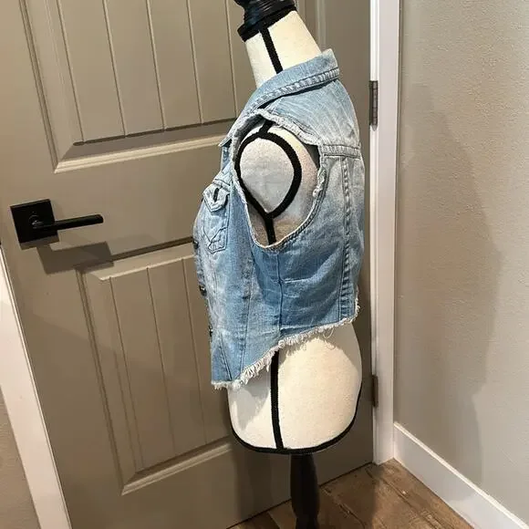 LOVE CULTURE Denim Vest Sz M - Picture 4 of 10